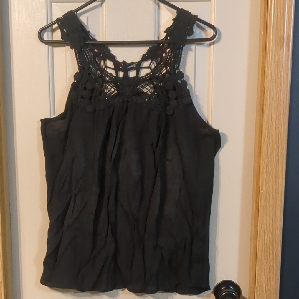 No Boundaries Elegant Black Crochet Tank Top